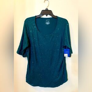 NWT Womens Apt. 9 Essential Elbow Sleeve Tee - Size  XL - Brazilian Teal